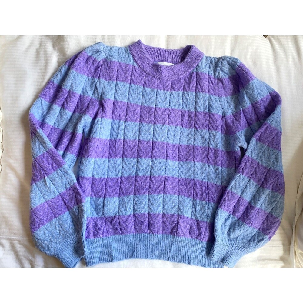 FRNCH PARIS Neve Sweater in Blue and Violet. Wool & Acrylic blend-sz Small $110